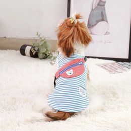 Dog Apparel Fashion Cooling Vest With Backpack Cotton Stretch Stripe T-shirts Summer Pet Clothes For Teddy Bichon Spring