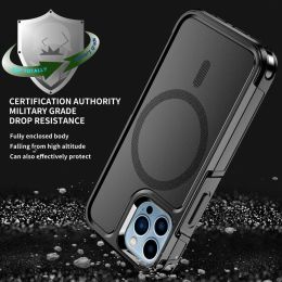 For MagSafe Phone Case For iPhone 13 12 Pro Mini Max 11 15 14 Plus Shockproof Heavy Duty Rugged Magnetic Hybrid Matte Cover