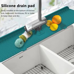 Kitchen Faucet Mat Anti Slip Silicone Kitchen Mat Dish Drainer Sink Splash Proof Water Draining Pad Countertop Protector Mats