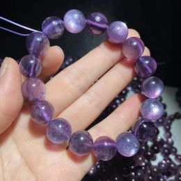 Meihan Natural Top Rare Purple Lepidolite Bracelet Smooth Round Gem Stone Beads For Jewellery Making Design Christmas Gift