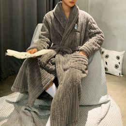 New Nightwear Nightgown Home Clothes Flannel Men Robe Sleepwear 2023 Autumn Winter Thicken Warm Bathrobe Gown Thick Coral Fleece