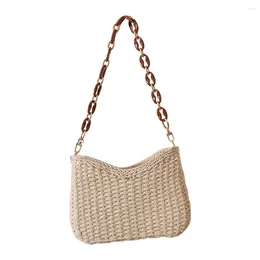 Shoulder Bags Women Chain Tote Bag Classics Straw Casual Woven Crossbody Handbag Female Clutch