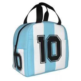 D10S Argentina 86 Insulated Lunch Bag Maradona Football Soccer 10 Rip Meal Container Thermal Bag Tote Lunch Box Work Travel