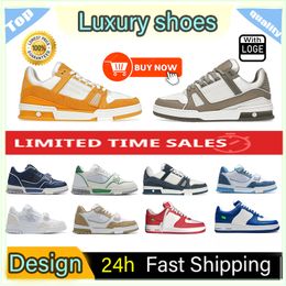 New Designer shoes flat sneaker trainer Embossed Casual shoes denim canvas leather white green red blue letter fashion mens womens low trainers Size 36-45