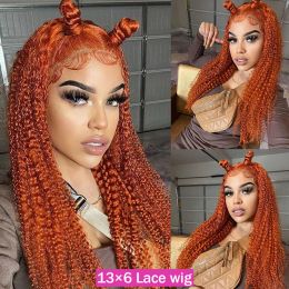 MEODI HAIR Human braiding hair 13x6 Hd Colored Ginger Orange Curly Lace Frontal Wig 13x4 Deep Wave Lace Front Human Hair Wigs