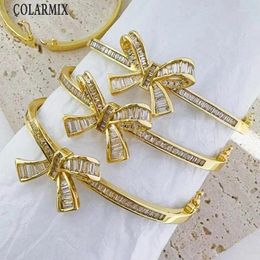Bangle 3 Pcs Crystal Bow Luxury Women Jewelry Lovely Cute Zircon Gift 40385
