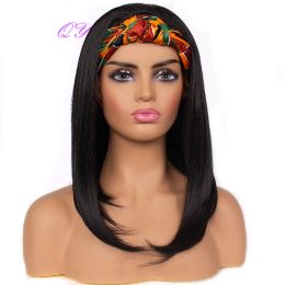 Wigs Headband Wig Medium Length Bob Straight Hair Wigs For Women Colourful Turban Wrap Link Straight Hairstyle