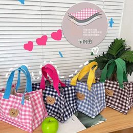 insulated Colourful Lattice Lunch Bags Portable Lunch Box Bags Tin Foil Sandwich Meal Bag Mommy Bag Snack Storage Bags Lchera P07R#