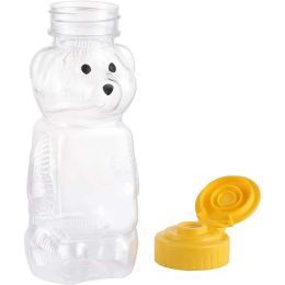 20Pcs Plastic Bear Honey Bottles Jars Clear Honey Containers Dispenser Squeeze Bottle Juice Bottle with Leak Proof Flip-Top Caps
