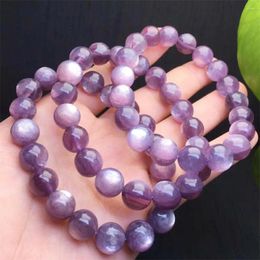 Link Bracelets 12MM Natural Purple Lepidolite Bracelet Fashion Crystal Quartz Gemstone Jewelry Reiki Healing Gift For Women 1pcs