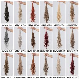 Long Wavy Flexible Wrap Around Ponytail for Women Ash White Synthetic Hair Extensions Heat Resistant Cosplay Pony Tail Hairpiece