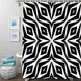 Shower Curtains Modern Stylish Abstract Texture Lattice Printed Bathroom Frabic Waterproof Polyester Bath Curtain With Hooks