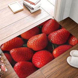 Bath Mats Strawberry Mat Non-slip Red Fruit Toilet Quick Dry Kitchen Shower Door Foot Velvet Soft Bathroom