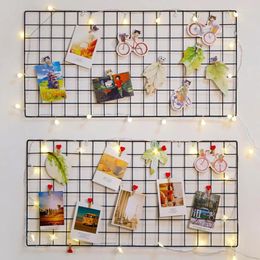 Decorative Plates Home Wall Decoration DIY Art Iron Grid Decor Po Frame Postcards Storage Display Rack Holder Shelf Organiser