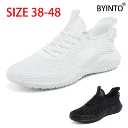 Casual Shoes Big Size Men's Sport For Large Feet Ultra-Light Breathable Perforated Mesh Sneakers Male Running Athletic Shoe Black White