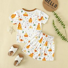 Clothing Sets Western Baby Boy Farm Clothes Chicken Tractor Print T-shirt Drawstring Shorts 2Pcs Toddler Summer Outfit