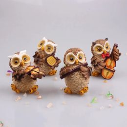 6Pce/Set Mini Owl Figurine Garden Ornament Miniature Plant Pots Micro Landscape Resin Yard Statues Outdoor Indoor Home Decor 240322