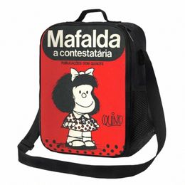 mafalda A Ctestataria Insulated Lunch Bag for Women Quino Comic Manga Cooler Thermal Bento Box Kids School Children I3kN#