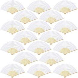 Decorative Figurines 18 Pieces White Handheld Fans Cloth Bamboo Folding For Wedding Decoration Church Gifts Party Favors Diy