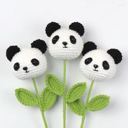 Decorative Flowers Handmade Simulation Wool Flower Cartoon Animal Bouquet Creative Panda Hand-woven Hand Made Knitting Crocheted Gift
