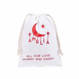 eid Mubarak Bags Persalized Ramadan Decorati Eid Mubarak Party Present Bag Custom Name Canvas Drawstring Gifts Bags 7914#