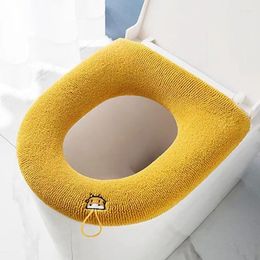Toilet Seat Covers Thicken Cover Mat Winter Warmer Soft Cushion Pad With Handle Universal Washable Closestool Bathroom Accessories