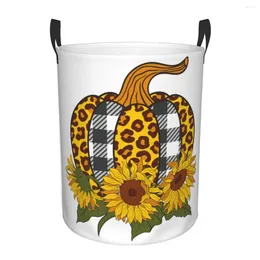 Laundry Bags Folding Basket Farmhouse Sunflower Leopard Plaid Pumpkin Dirty Clothes Storage Bucket Wardrobe Clothing Organizer Hamper