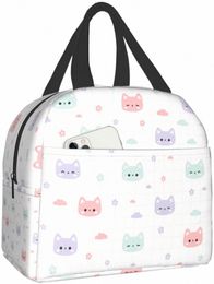 cute Cat Head Lunch Bag Travel Box Work Bento Cooler Reusable Tote Picnic Boxes Insulated Ctainer Lunch Bags for Women Girls K9OZ#