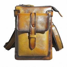 hot Sale Top Quality Leather Travel Retro Fanny Waist Belt Pack Sling Bag Design Phe Cigarette Case Pouch For men Male 8711-yb B3R8#