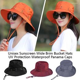 Wide Brim Hats Unisex Summer Foldable Sun Fisherman Hat Men Women Elastic Band Casual Travel Beach Sunscreen UV Protection Caps