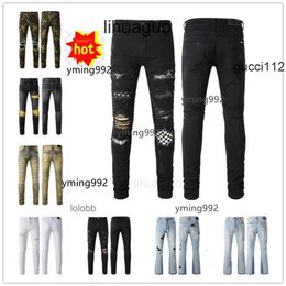 purple amis Holes amar miri Denim amari amirirlies Jean Pants Biker Man AM Clothing 581C 2024 New Jeans Arrivals COOLGUY Trousers Mens Luxury Designer AITS