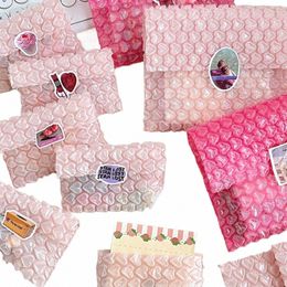 10pcs Pink Love Bubble Mailer Self-Seal Packaging Bags Small Busin Supplies Padded Envelopes Bubble Envelopes Mailing Bags I25k#