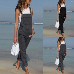 Women's Jeans Button Front Adjustable Strap Denim Dress Bodycon Overall Jean Rompers