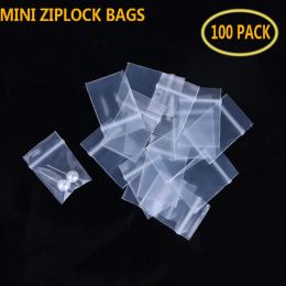 100pcs Clear Plastic Mini Ziplock Jewelry Bags Small More Thicker Crystal Packing Pouches Reusable Pochette Zipper Lock Sack