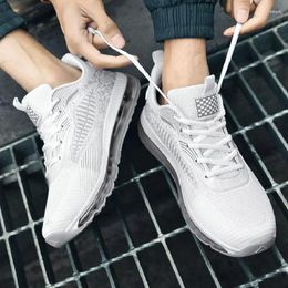 Casual Shoes Men Sneakers Plus Size 45 46 47 Full Palm Air Cushion Running Fashion Mesh Upper Height Increased Platform Shoe