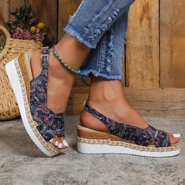 Sandals 2024 Summer Wedge Women Fashion Peep Toe Platform Gladiator Shoe For Woman Light Non Slip Beach Shoes