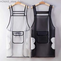 Aprons Kitchen Apron Waterproof Transparent Ladies Men Home Aprons Wipeable Oil Resistant Baking Accessories BBQ Restaurant Cafe Aprons Y240401