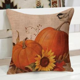 Pillow Letter Print Pillowcase Fall Decor Pumpkin Sunflower Wreath Thanksgiving Cover Hidden Zipper For Sofa