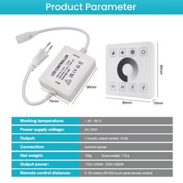 110V 220V 750W Music Bluetooth WIFI Touch Remote Controller Dimmer For 8MM PCB No Wires High Voltage 288LEDs/m COB LED Strip