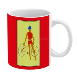 Mugs My Bicycle White Mug Ceramic Tea Cup Birthday Gift Milk Cups And Sports Abstract Art Athlete Athletic