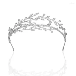 Hair Clips Fashionable Engagement Tiara Leaf Shape Unique Crown Tiaras For Women CZ Cubic Zircon Shine Headband Wedding Accessories