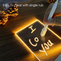 LED Night Light Note Board Message Board With Pen USB Power Decor Night Lâmpada Presente para crianças namorada lâmpada noturna decorativa