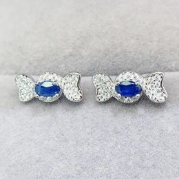 Stud Earrings Natural Real Blue Sapphire Earring Candy Style 3 5mm 0.4ct 2pcs Gemstone 925 Sterling Silver Fine Jewellery L243142