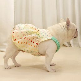 Cute Heart Dog Dress Summer Pug Clothes French Bulldog Clothing Poodle Bichon Schnauzer Skirt Apparel Pet Dresses Costumes 240320