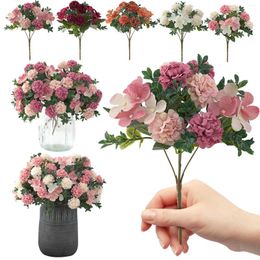 Decorative Flowers Artificial Carnation Flower Plants Decoration Silk Hydrangea Faux Bouquet 16 Heads Home 31mod