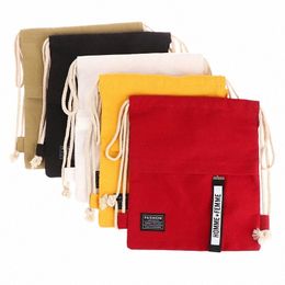 1pc Fi Cool Canvas Drawstring Backpack School Gym Drawstring Bag Casual String Knapsack School Back Pack For Teenager n21P#