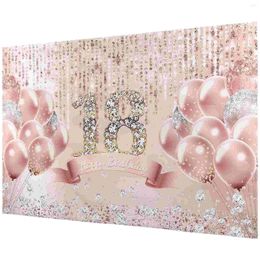 Party Decoration 18 Years Old Background Cloth 18th Birthday Backdrop Banner Happy Decorations Girls Polyester Ballons