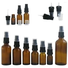 Storage Bottles 100ml 50ml 30ml 1oz 20ml 15ml 10ml 5ml Amber Glass Essential Oil Bottle With Mist Sprayer Perfume Fragrance 10pcs