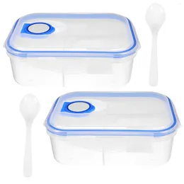 Dinnerware Portion Control Containers Transparent Two-compartment Lunch Box Lunchboxes Reusable Cases