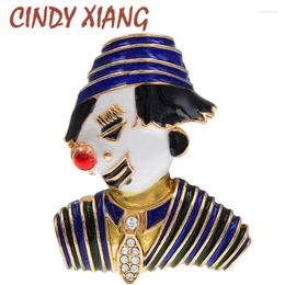 Brooches CINDY XIANG Exaggerate Enamel Metal Clown Brooch For Women Girls Pins Lapel Badges Bag Decorations Party Jewelry 3 Colors